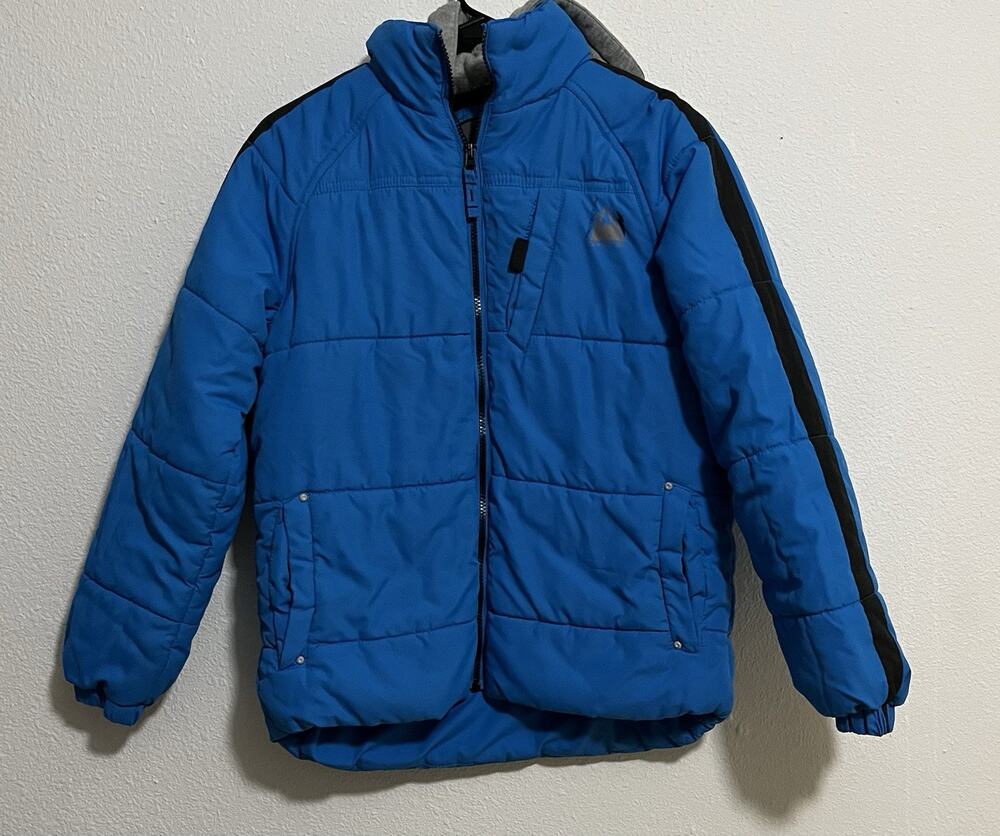 Protection System Unisex Kids 14/16 Blue Puffer Jacket Hooded Full Zip Pockets